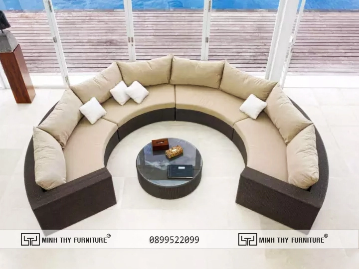 Sofa mây nhựa sang trọng cho phòng khách 2 Sofa nhựa giả mây cao cấp Minh Thy