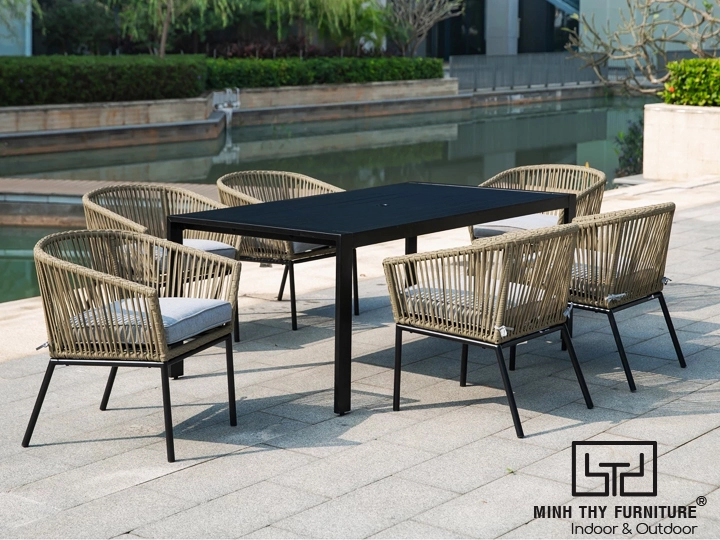 Bàn ghế mây nhựa ngoài trời cho cafe sân vườn Bàn ghế mây nhựa ngoài trời cho cafe sân vườn